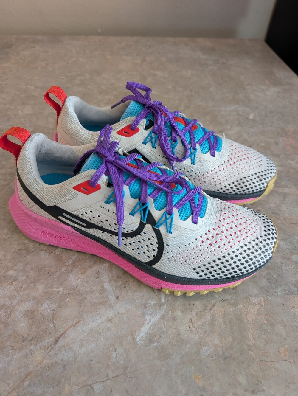 Nike React Pegasus Trail 4 Running Shoes (2024) White Multicolor Men's Size 8.5
